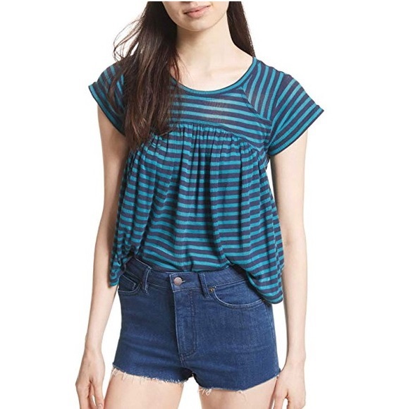 ✨Free People 🦋 JoJo Striped Casual Pullover Top - Picture 1 of 5